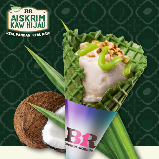 pandan waffle cone sundae